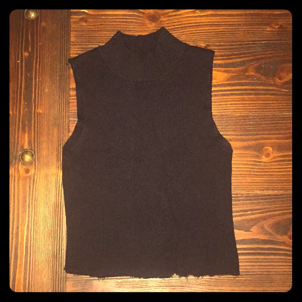 Black Turtleneck Crop Top